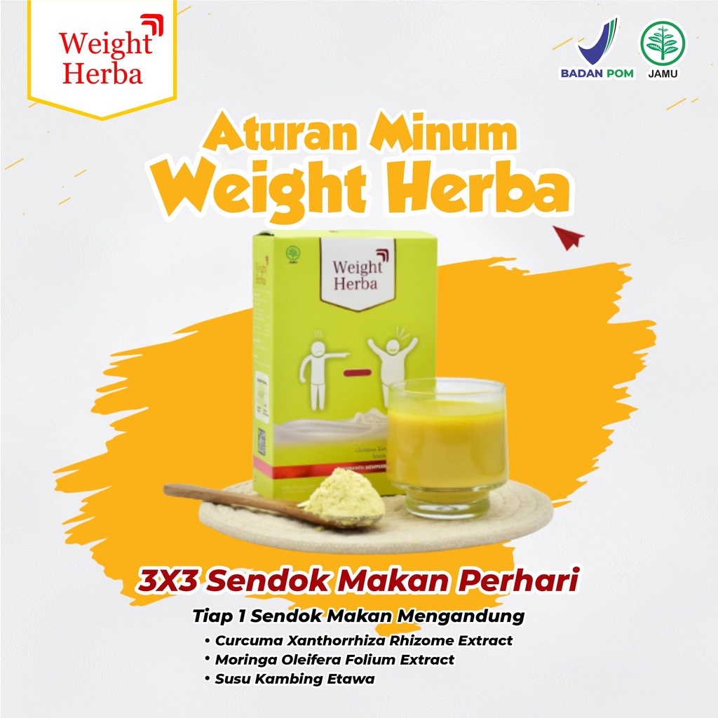 Paket 2 Box Weight Herba Badan Berisi - Susu Penggemuk &amp; Penambah Berat Badan Nafsu Makan Ekstrak Daun Kelor Perlancar Sistem Pencernaan Isi 200gr