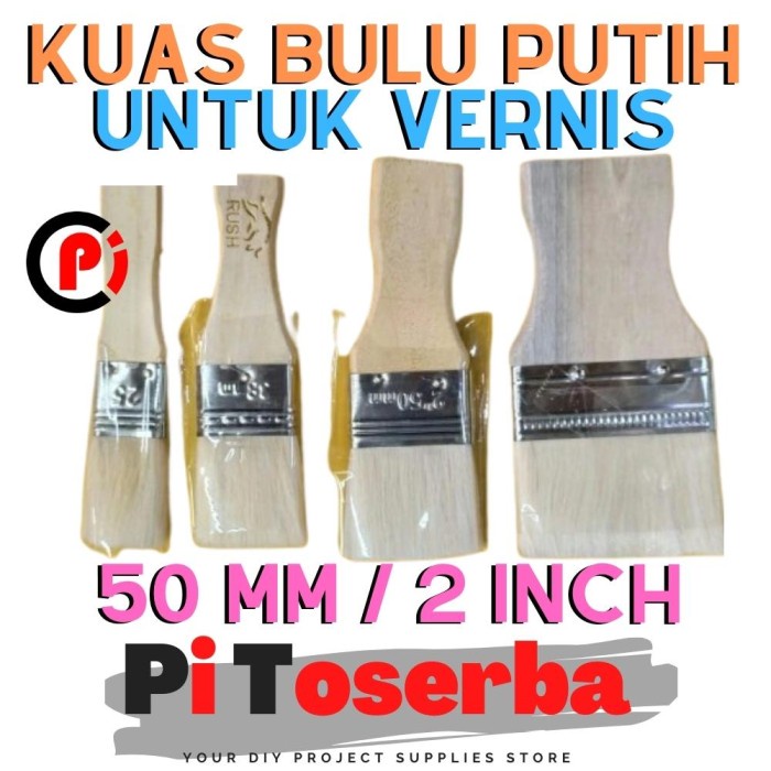 Kuas Bulu Putih Untuk Politur Vernis Bumbu Pelitur Ukuran 2 Inch 50mm