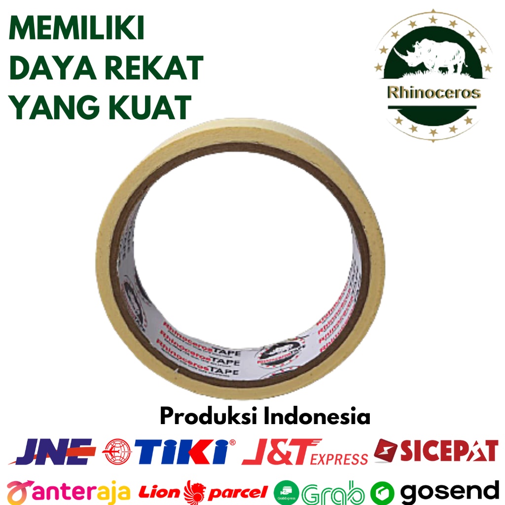 Lakban Kertas Masking Tape RHINOCEROS Tape Putih 24mm x 10m