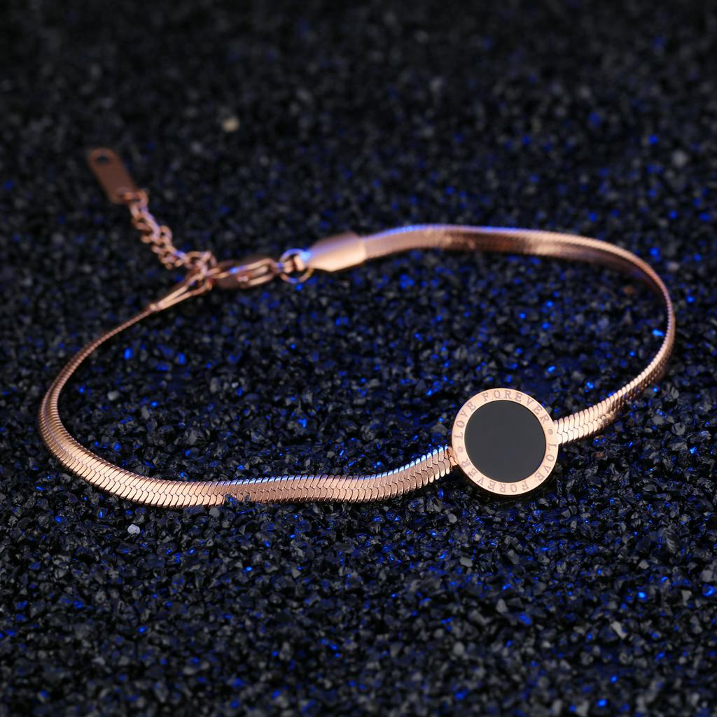 OPK Wanita Gelang Titanium Baja Rose Gold / Emas Cinta Wanita Gelang Aksesoris Perhiasan Kasual Halus dan Sederhana Bracelet For Women