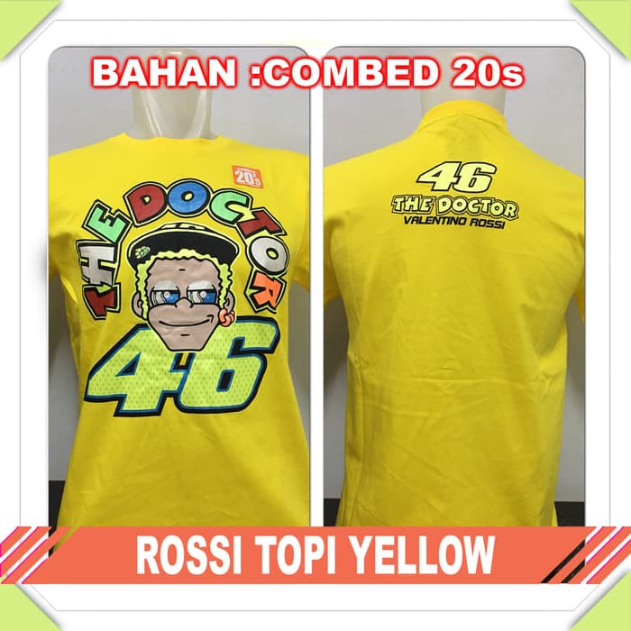 kaos distro moto gp valen tino rossi ROSSI TOPI YELLOW - Kuning, L