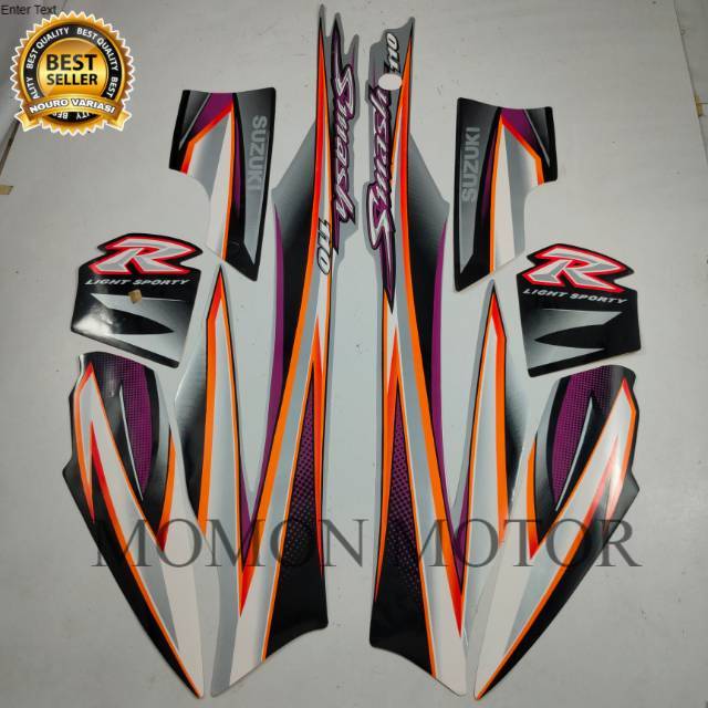 Sticker Striping Suzuki smash 110 r 2005 2006 hitam silver