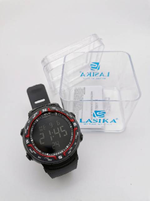 Jam tangan digital Sporty layar hitam water Resist Lasika 907