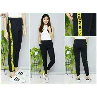  Celana  luna pants scuba  list  off wht Shopee Indonesia