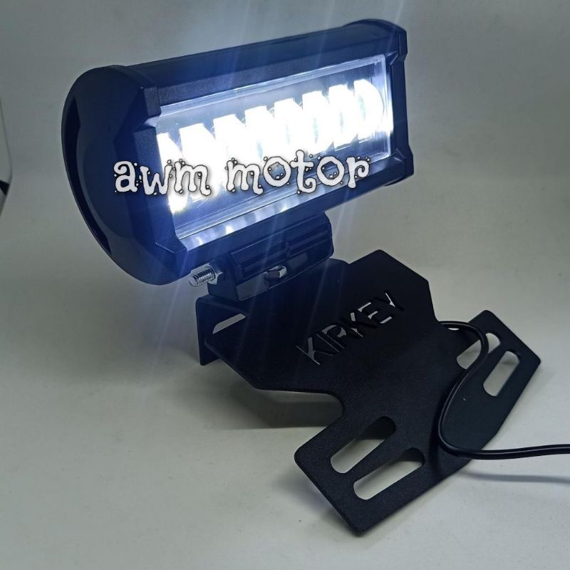 [1PAKET]Breket Lampu Dudukan Plat Nomor/ Nopol RX King + Lampu Tembak Sorot Demeker 8 Mata Motor Rx