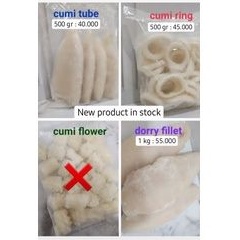 

frozen seafood dori, cumi tube, cumi ring