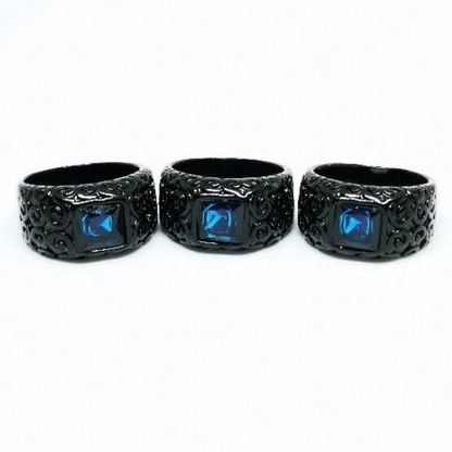 Cincin Blue Topaz Ring Hitam Titanium