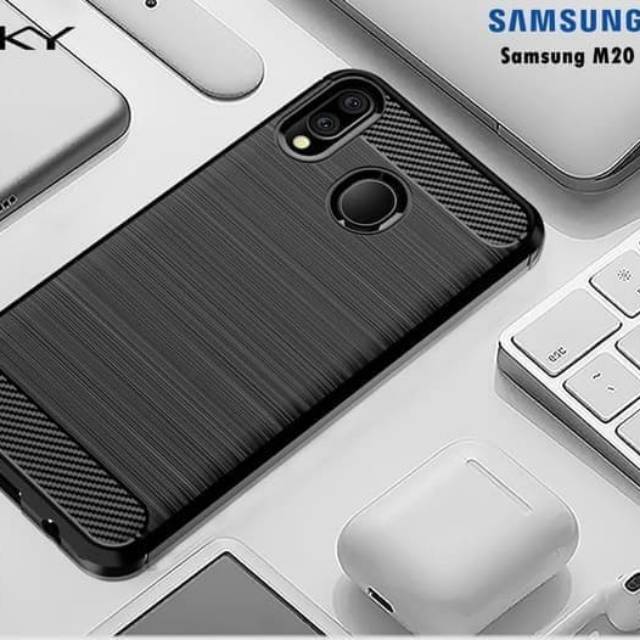 Case Slim Carbon Samsung M20 Soft Case Casing Rugged Armor Case Samsung M 20
