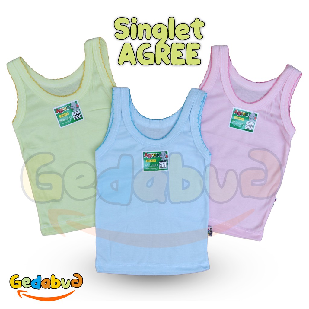 3 Pcs - Singlet Agree Warna SF 040  Pakaian kaos dalam anak agree halus - gedabug