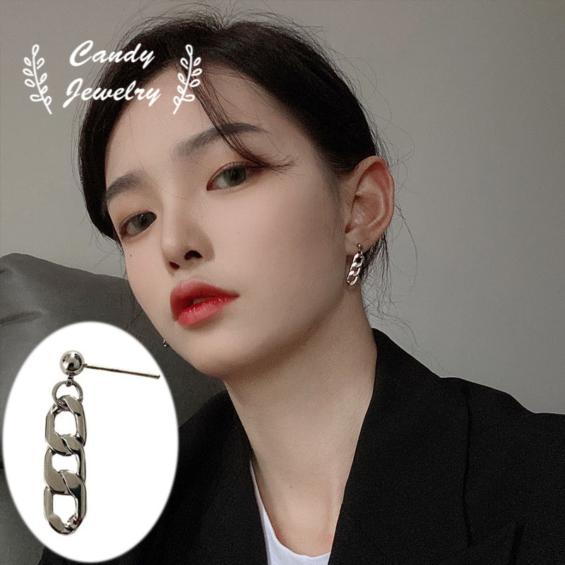 Anting Stud Rantai Pendek Warna Permen Gaya Simple Elegan Untuk Wanita