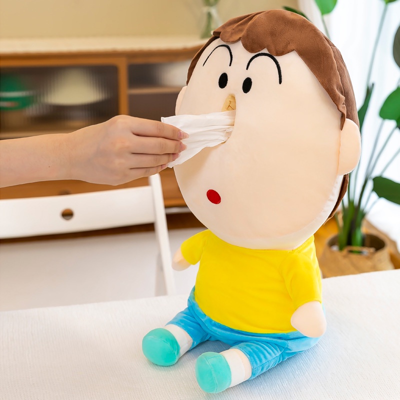 Mainan Bantal Kotak Tisu Bentuk Crayon Shin-chan Bahan Plush Lembut Untuk Hadiah Kekasih