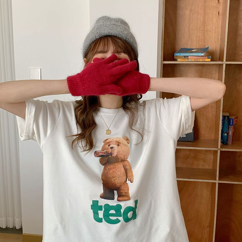 THISTLE - Oversize Tee Tshirt Wanita Model Longgar Motif Bear Ted