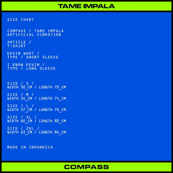 Compass x Tame Impala I KNOW KEVIN Long Sleeve Kaos Lengan Panjang Original