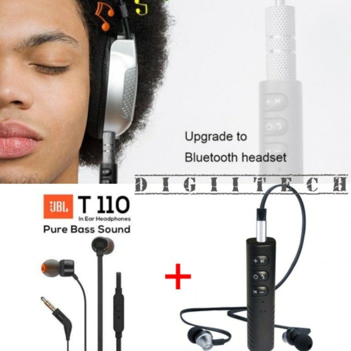 Terbaru  JBL T110   Audio Bluetooth Receiver   JBL T110 Wireless Headset   Hitam  Berkualitas