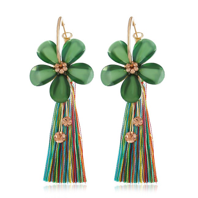 LRC Anting Tusuk Fashion Flower Shape Decorated Tassel E77633