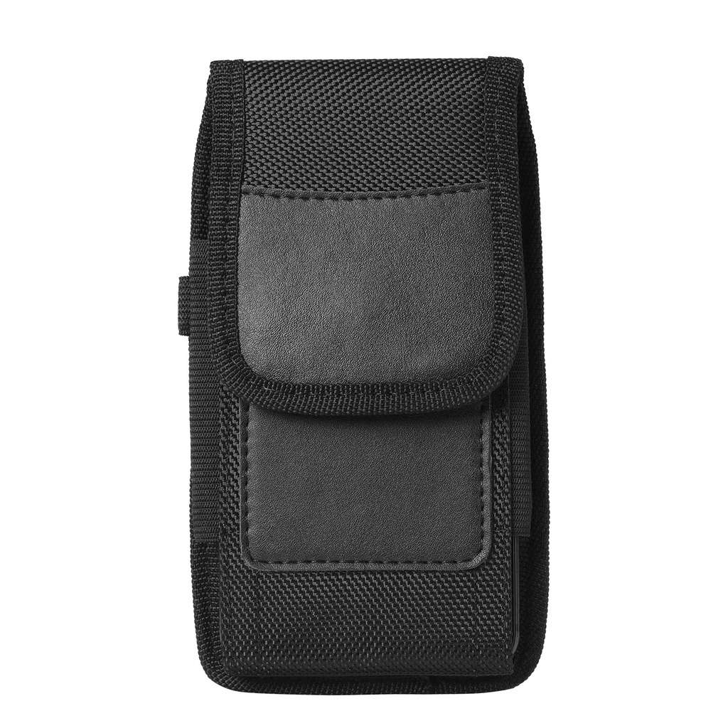 Sarung Dompet Tas Tempat HP Pinggang Pria Nylon Tanpa Magnet Slot Kartu Klip Jepit Vertikal Ukuran 6 - 7 Inch