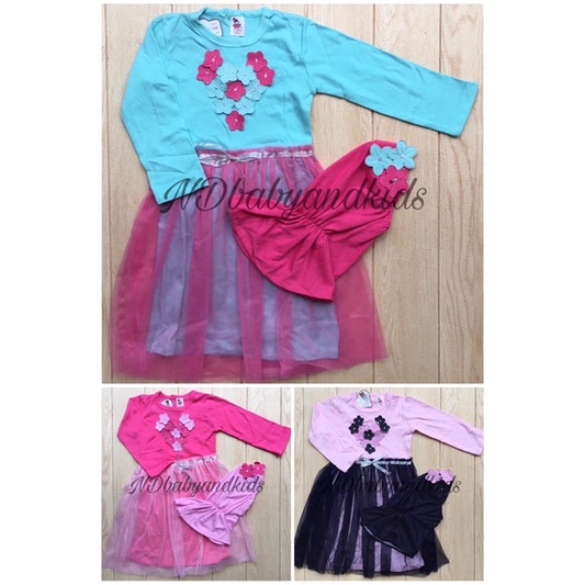 Gamis bayi tile flowers + hijab @93ribu