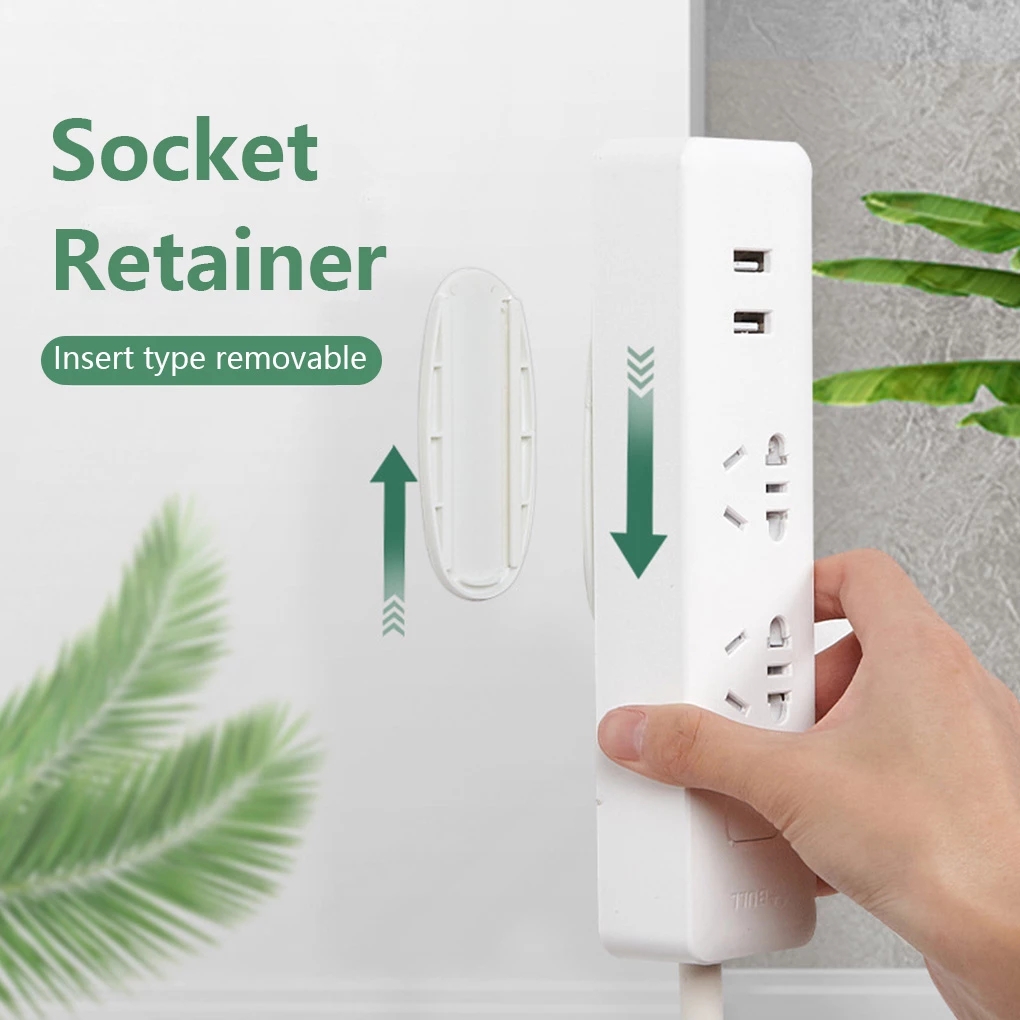 Fixer Plug Bebas Pukulan/Organizer Kawat Kabel Yang Dipasang Di Dinding Self-Adhesive Seamless Power Strip Socket Fixed Holder