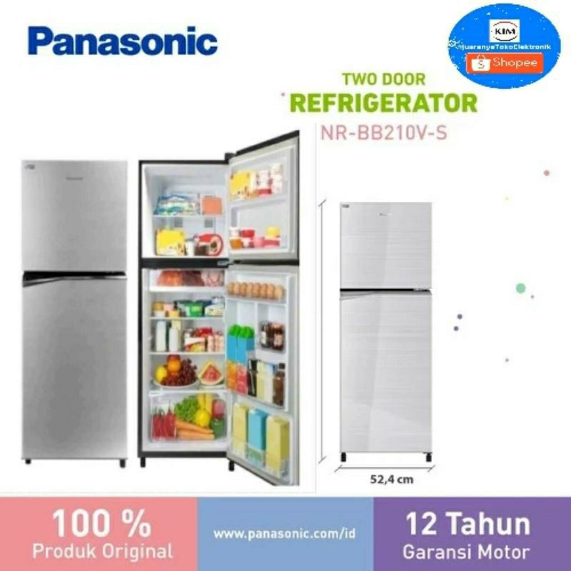 PANASONIC NR-BB210V-S / Kulkas 2 Pintu NRBB210VH210 L NRBB 210VH