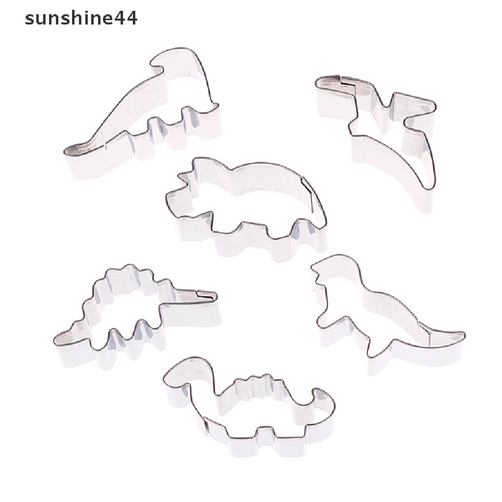 Sunshine 6pcs Cetakan cutter stainless steel Bentuk Dinosaurus Untuk Dekorasi Kue / Biskuit