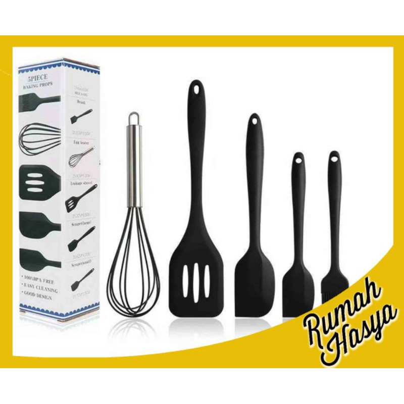 Sodet silikon isi 5 Set Spatula Silikon Non Stick Cooking Tools Peralatan Masak silicon Kitchenware