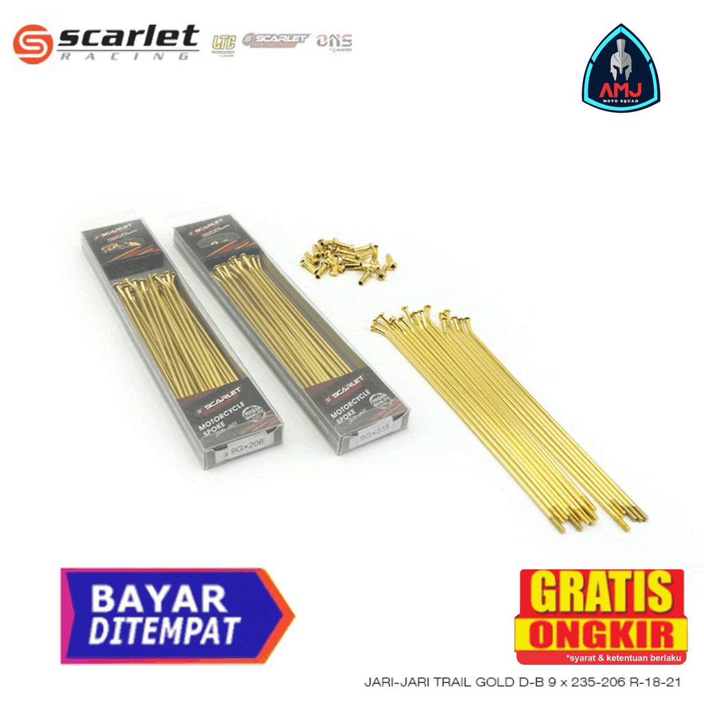 Jari Jari Trail Gold Depan Belakang 9 x 235 206 R 18 21 jari jari , jari jari motor , ruji , ruji