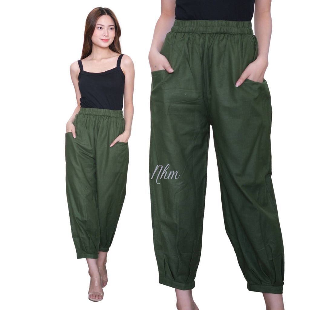 Celana Panjang Wanita Katun Linen Lona Premium Bestseller Nhm