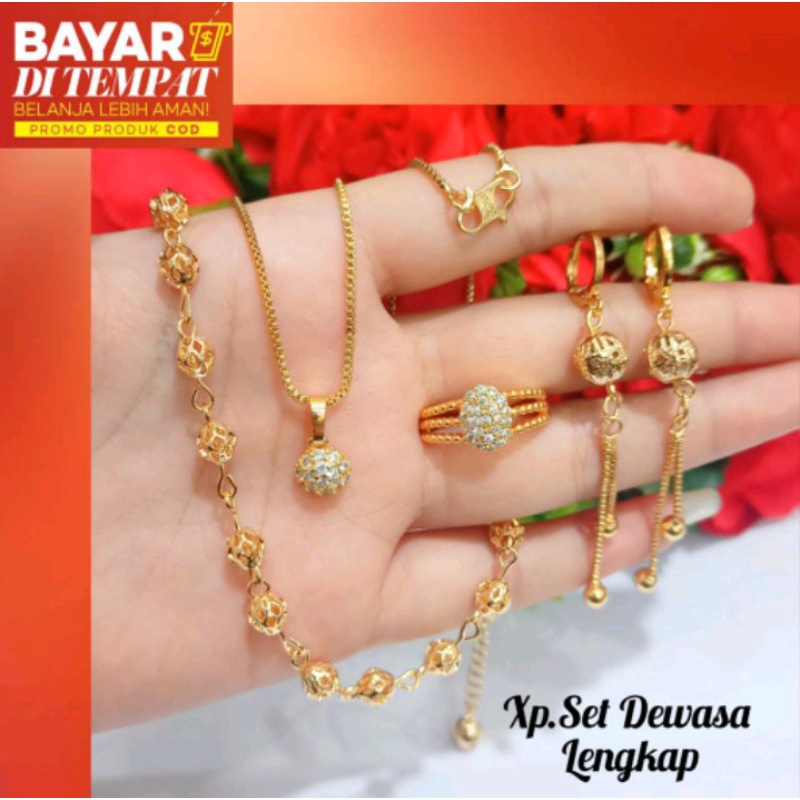 set perhiasan lapis emas 24k titanium asli anti karatan dan anti luntur