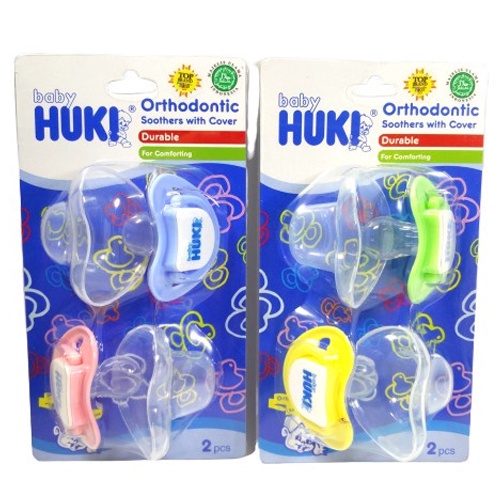 Empeng Bayi Huki 1 set isi 2 Baby Pacifier Baby Huki Orthodontic Soothers with Cover