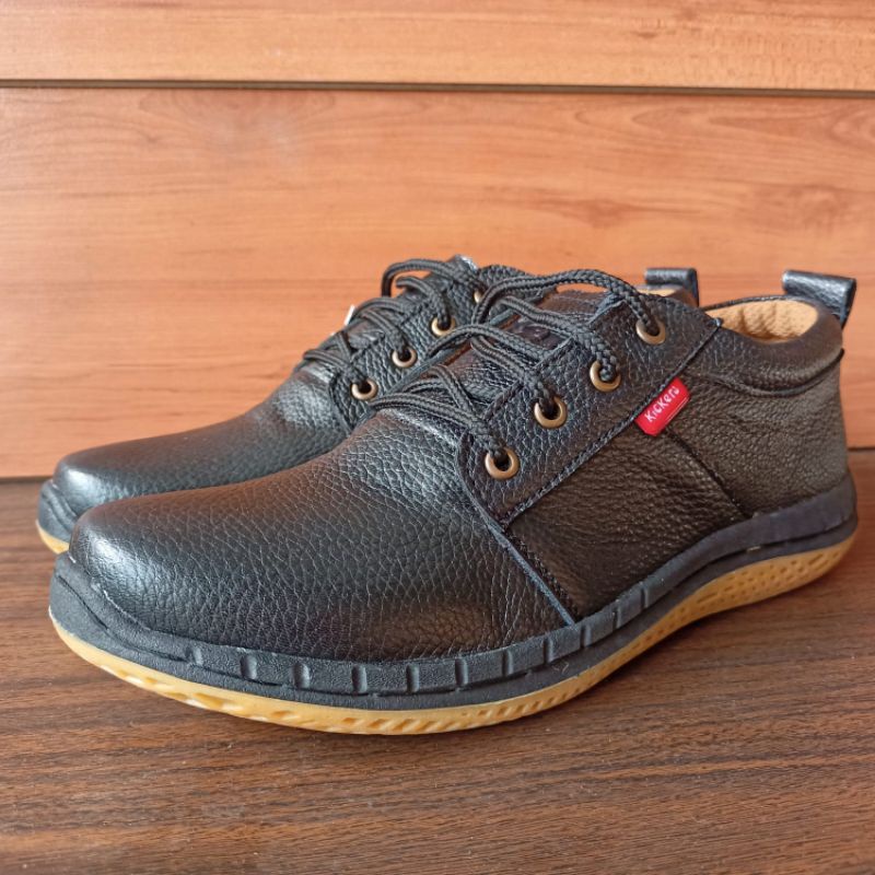Kickers Sepatu Sneakers Casual Kasual Pria Bahan Kulit Asli Kekinian Elegan