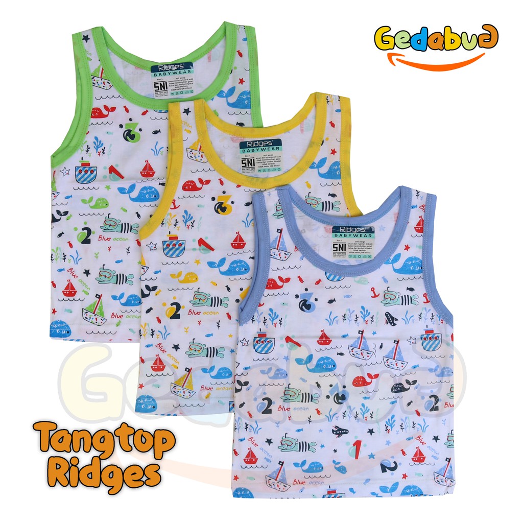 Singlet kaos dalem Anak RIDGES Print | Pakaian Dalam Anak Motif | Gedabug