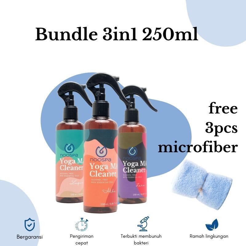 MATRAS YOGA SPRAY / PEMBERSIH YOGA MAT NOOSPA - 3IN1 250ML + MICROFIBER