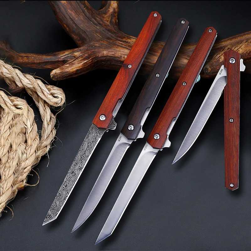 Pisau Lipat Outdoor Portable Knife Survival Tool Damascus Pattern Piso Darurat Tajam Multifungsi Berkualitas