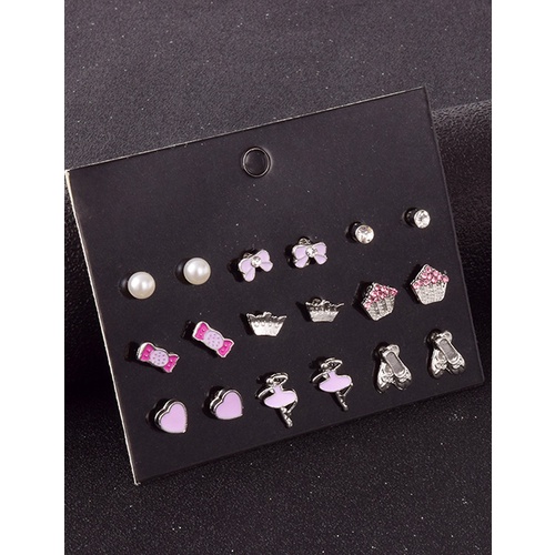 LRC Anting Set Fashion Pink Drop Oil Combination Set Earrings V35412