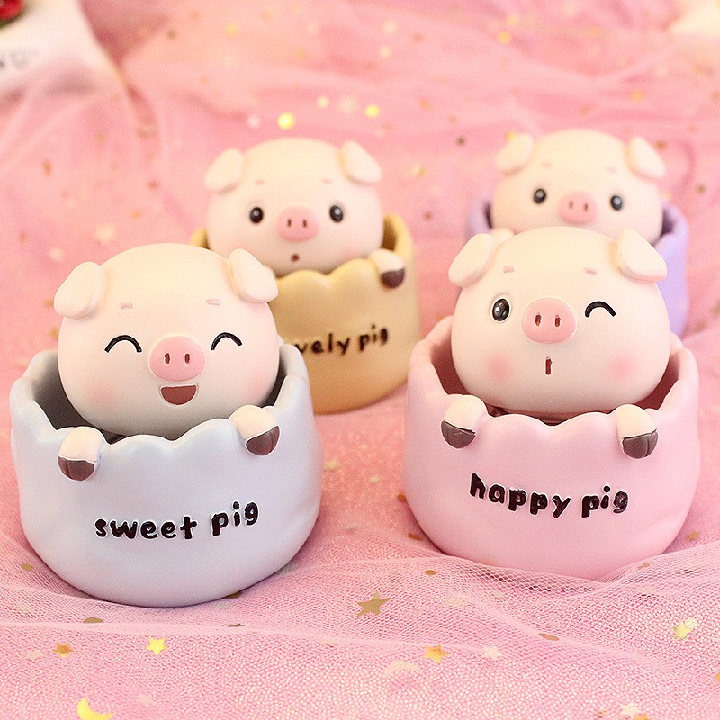 3D Pajangan Dashboard Shake Head Goyang Pig Babi | Hiasan Dekorasi Mobil Premium