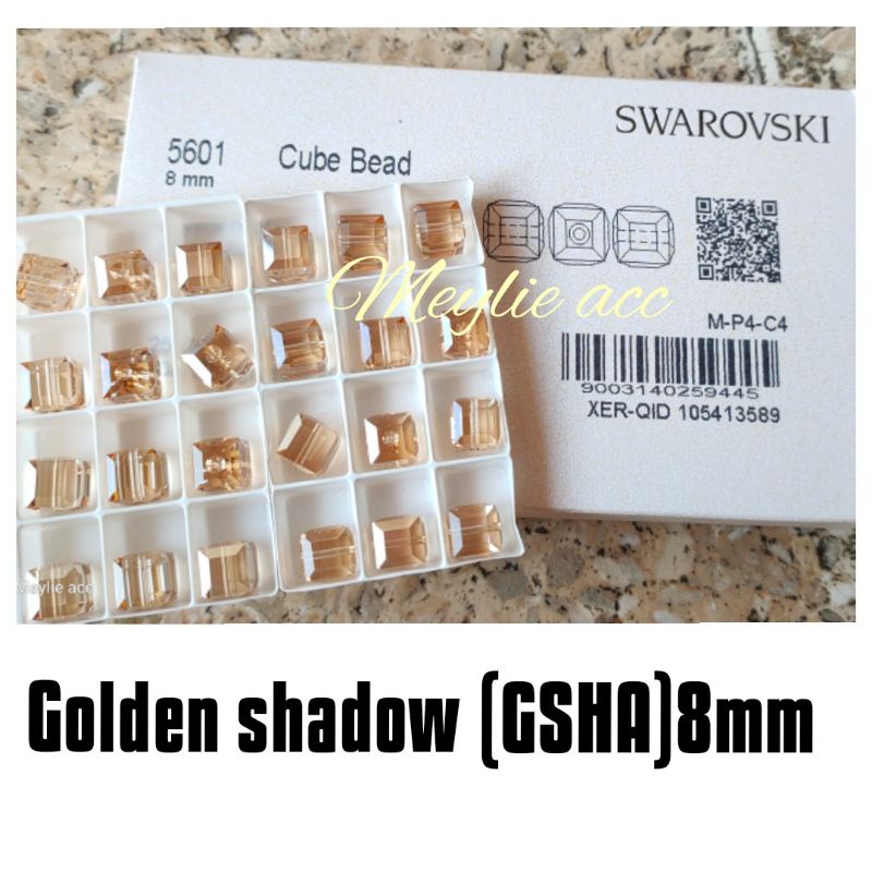 Swarovski Kubus beads Golden shadow 8mm (perbutir)