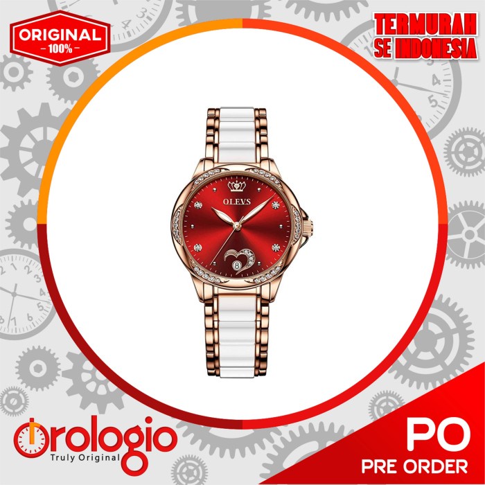 OLEVS Ladies Watches Automatic Date Self Winding 2021-6631 Red