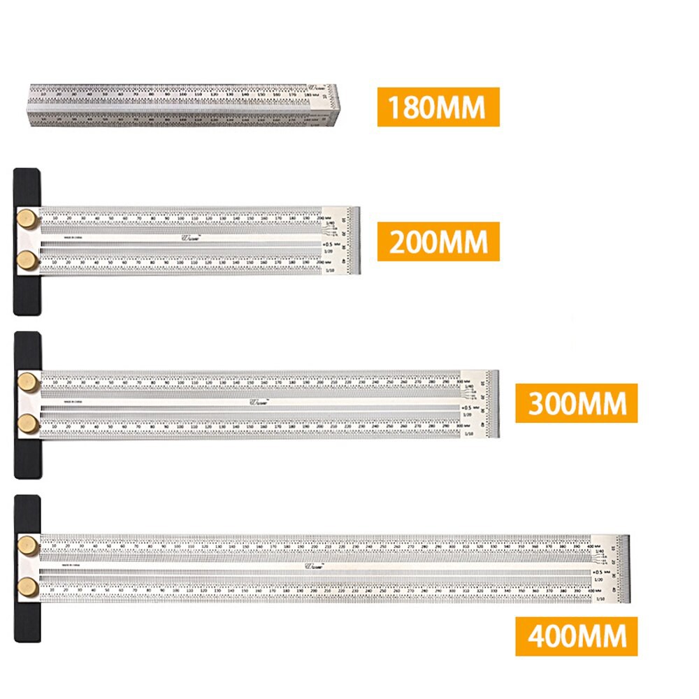 

IMPORT High-precision Scale Ruler T-type Hole Ruler Stainless Woodworking Scribing Mark Line Gauge
