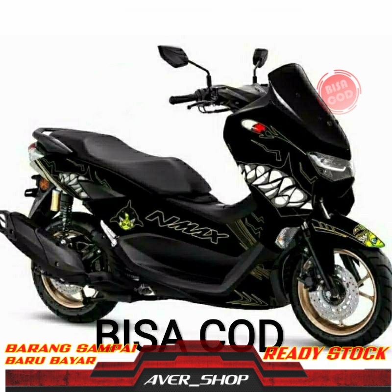Decal new nmax 2020 full body Striping new nmax hitam motif hiu Sticker motor Striping nmax variasi