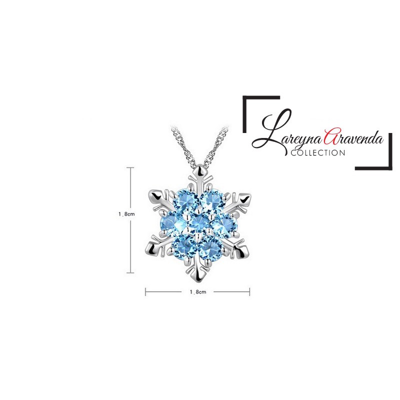 Kalung Wanita Titanium Model Liontin Snow Crystal Kristal Biru KL053