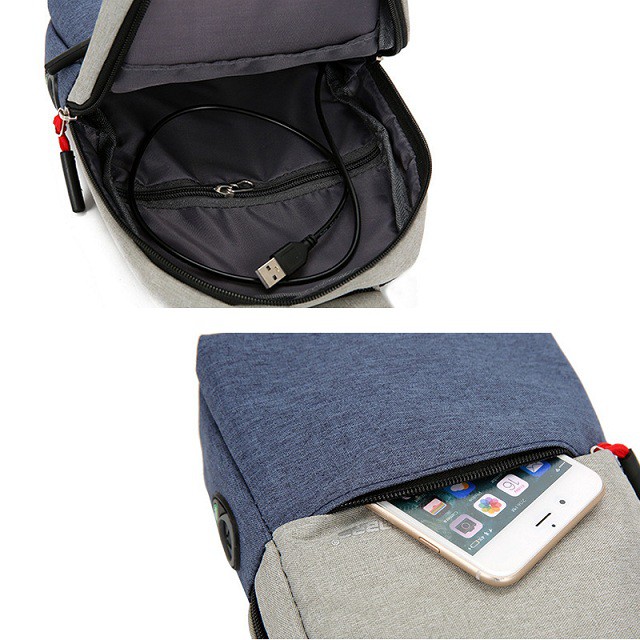 Uphike - Tas Slempang + USB Charger Tas Import Tas Fashion Pria Tas Kulit TS501