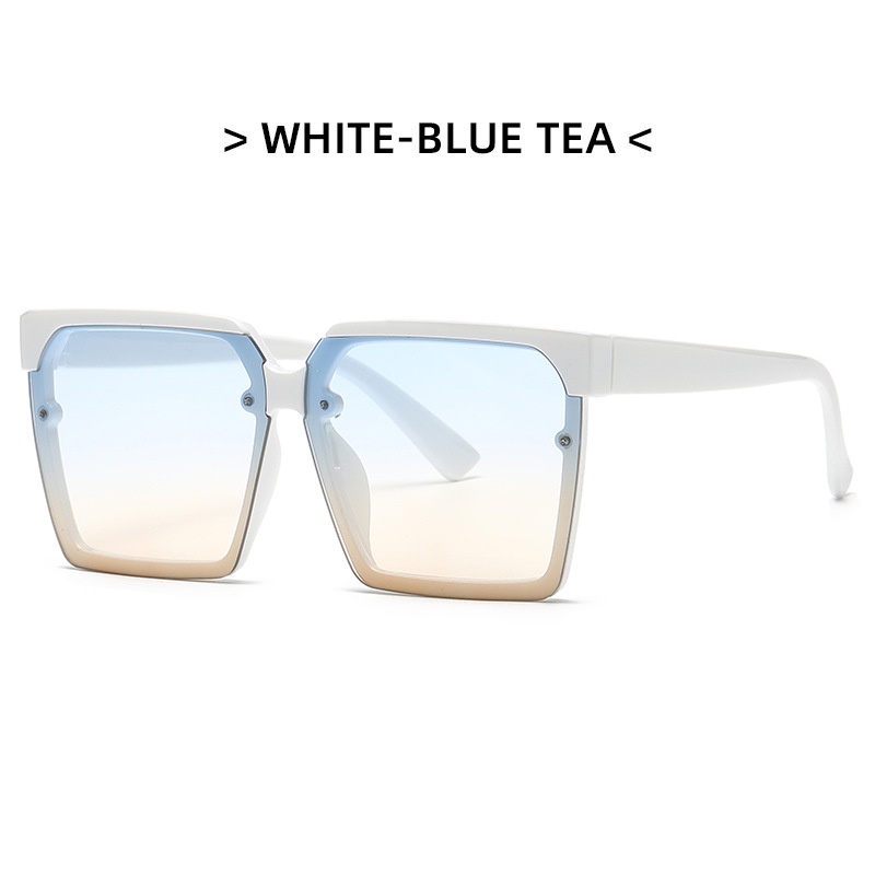 Kacamata Hitam UV400 Bentuk Kotak Oversized Warna Gradasi Gaya Retro Untuk Pria Dan Wanita