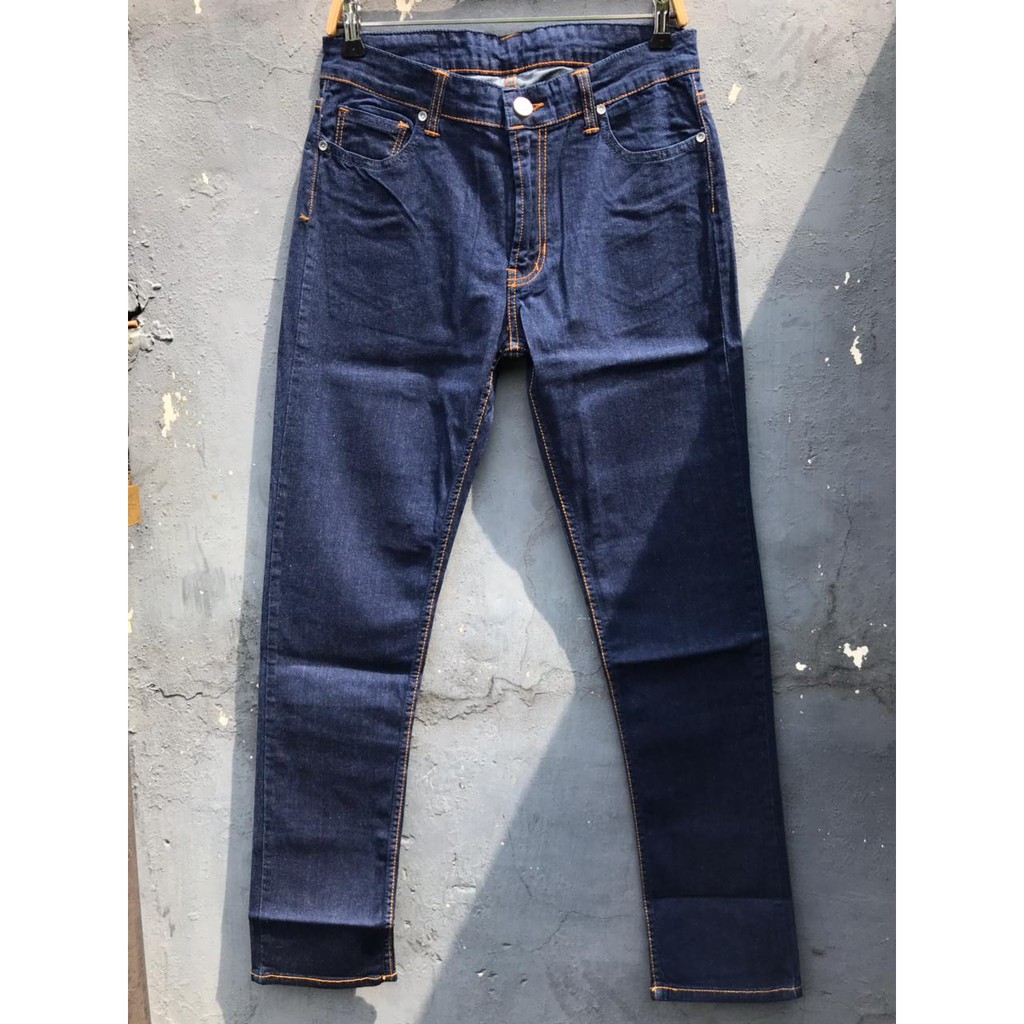 Celana Jeans panjang Pria original proshop Navy blue denim streetch