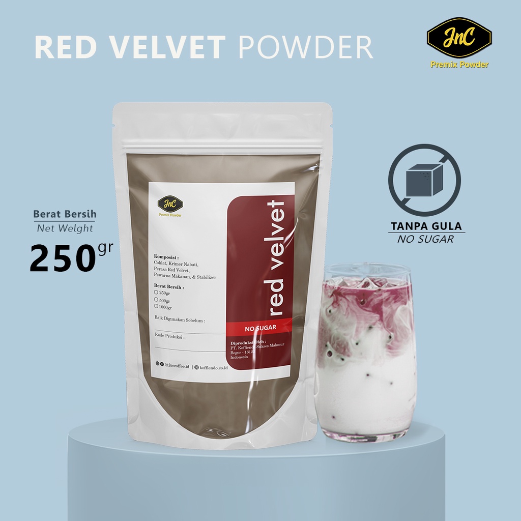 JnC Red Velvet Powder Tanpa Gula 250gr / bubuk minuman Red Velvet