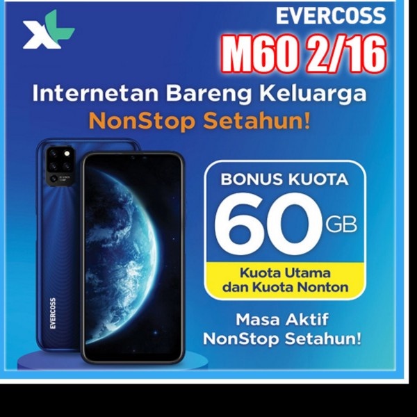 EVERCOSS M60 2/16 RAM 2GB INTERNAL 16GB GARANSI RESMI