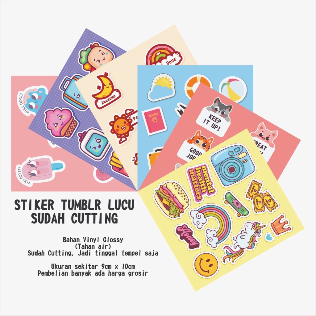 

Sticker Tumblr / Stiker Aesthetic Pack lucu Waterproof Sudah CUTTING by Iva Room