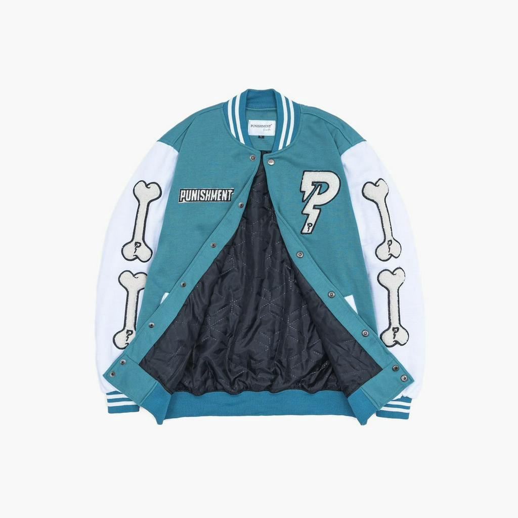Jacket Varsity Original Punishment Full Bordir White Tosca Bahan Premium Original Distro Terlaris Fr