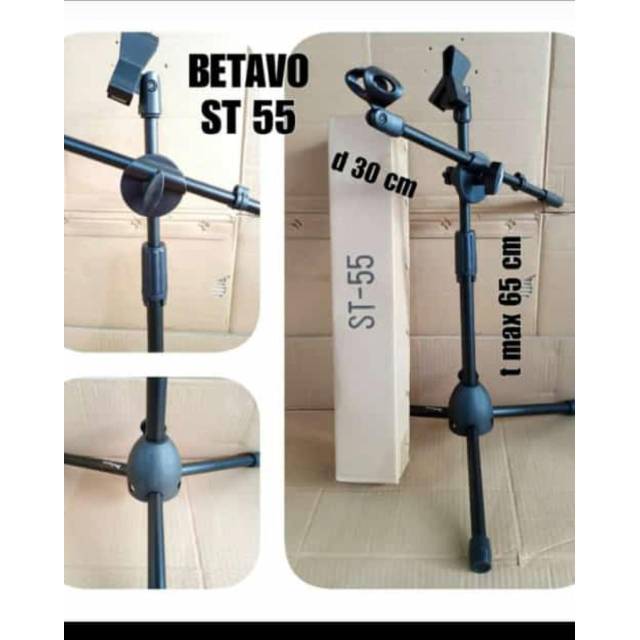 Tripod mic betavo ST55.stand mic kaki 3 bisa atur panjang pendek maju mundur