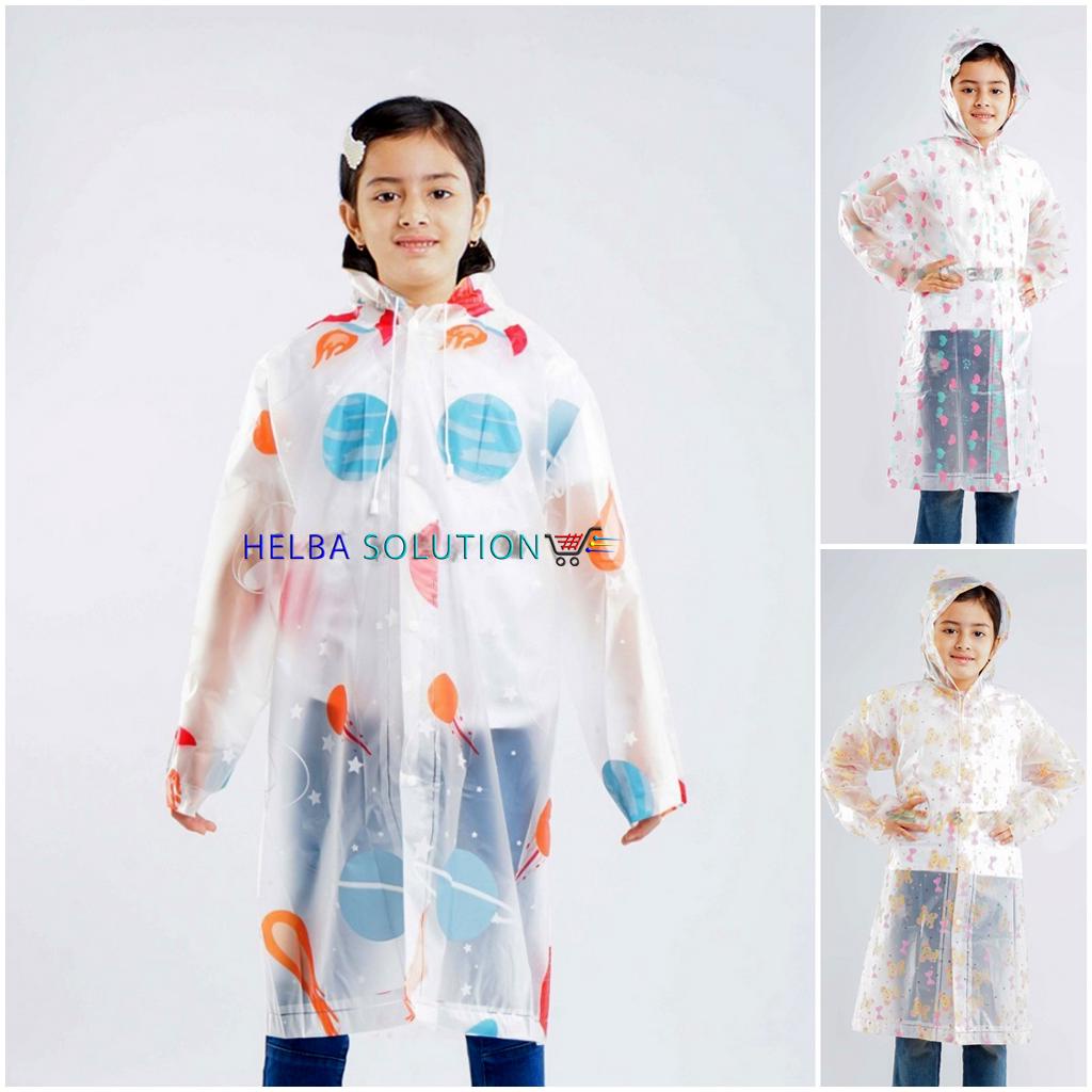 Jas Hujan Anak Perempuan Laki Laki EVA Fashion Raincoat Mantel Hujan Terusan