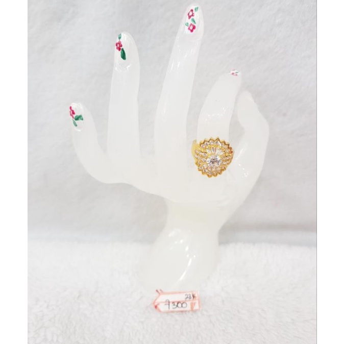 CP2469F325F cincin wanita model bunga permata putih emas kuning asli berat 7.300 kadar 23k no 14 d 1